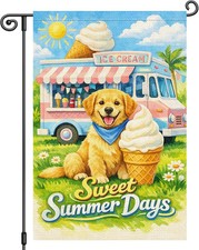 Sweet Summer Days Garden Flag - Double Sided 12x18 Inch Retro Ice Cream