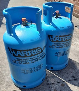 Two Partially Full Calor Gas Bottles. 12kg Butane type. Collection PR7. Bargain.