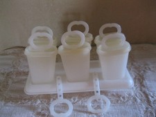Vintage Tupperware 6 Popsicle Makers with Lids, Tray 2 Spare Handles