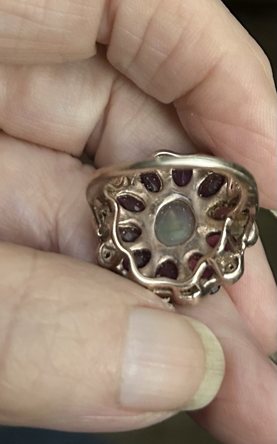 Gorgeous Outstanding Opal Ruby Garnet Sterling Ve… - image 10
