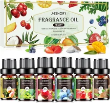 Fruity Essential Oils Set - 6x10ML Fruit Fragrance Oil 0.34 Fl Oz (Pack of 6) 