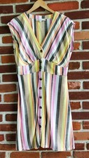 Loft 6 Petite striped dress  NWOT tan orange gray pink long NWOT