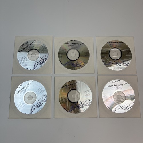 Sony Vaio Laptop System Recovery Discs Drivers Applications 6 CDs PCV-RX500