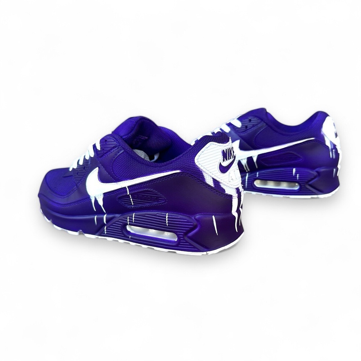 nike air max 90 trainers in white and purple