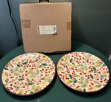 Longaberger Pottery Holly Berry Dinner Plate Set Of Two