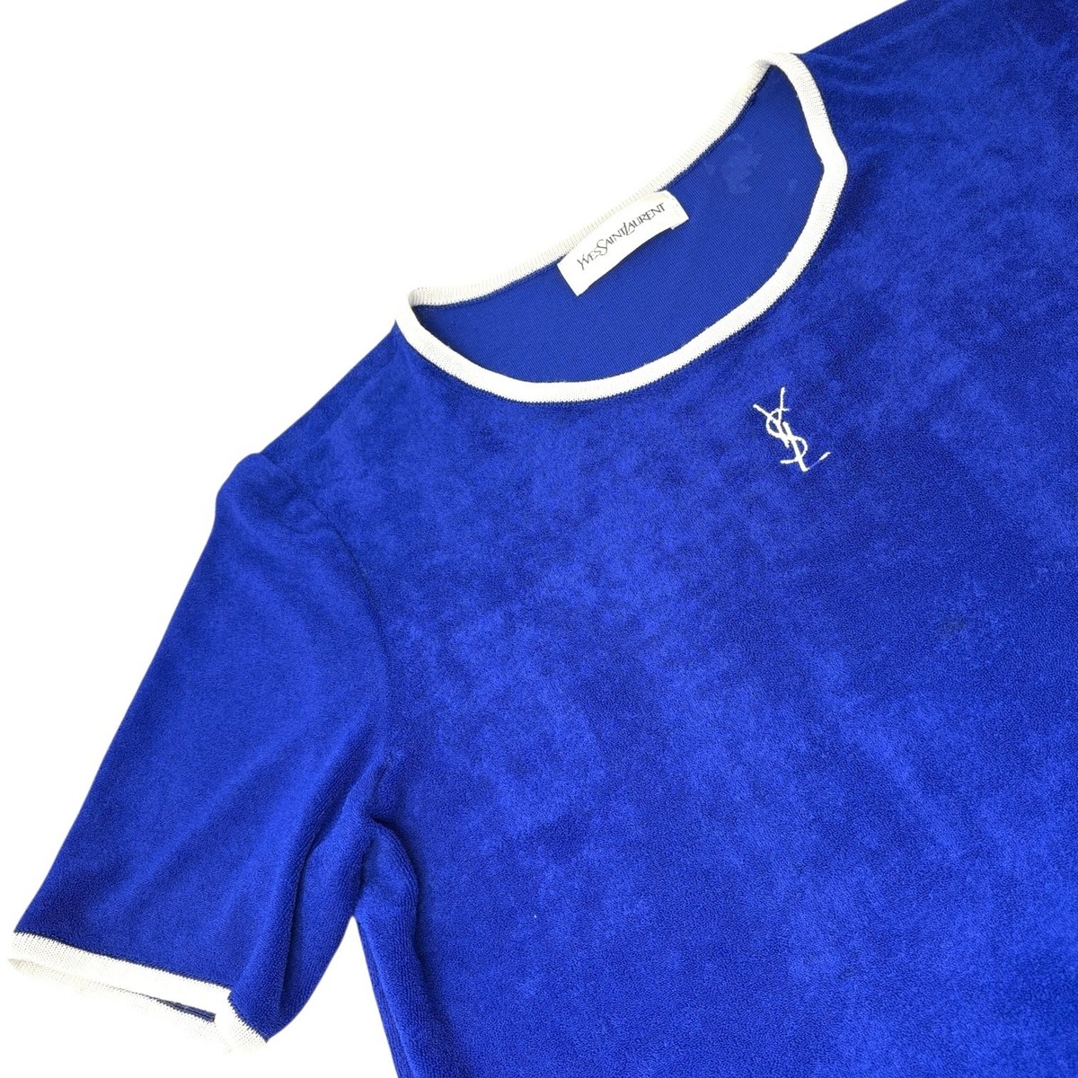 Yves Saint Laurent Vintage YSL Logo Terry Cloth T-shirt Top #M