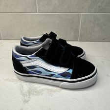 VANS Old Skool Camo Flame Black/ Ice Blue Toddler Boys 7 Skate Shoes Sneakers