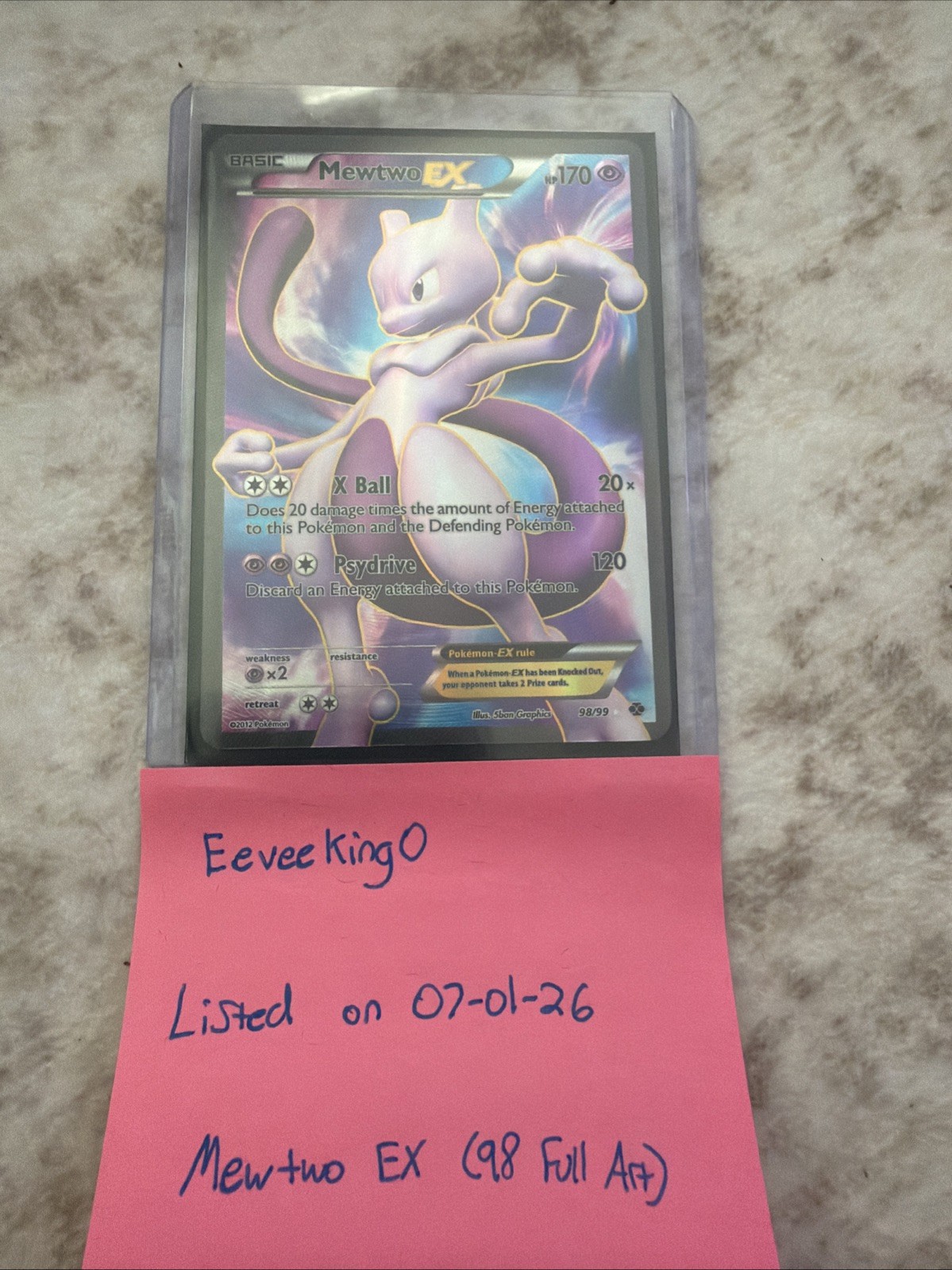 Pokemon Mewtwo EX (98 Full Art) 98/99 Destinies Holo Ultra Rare Card