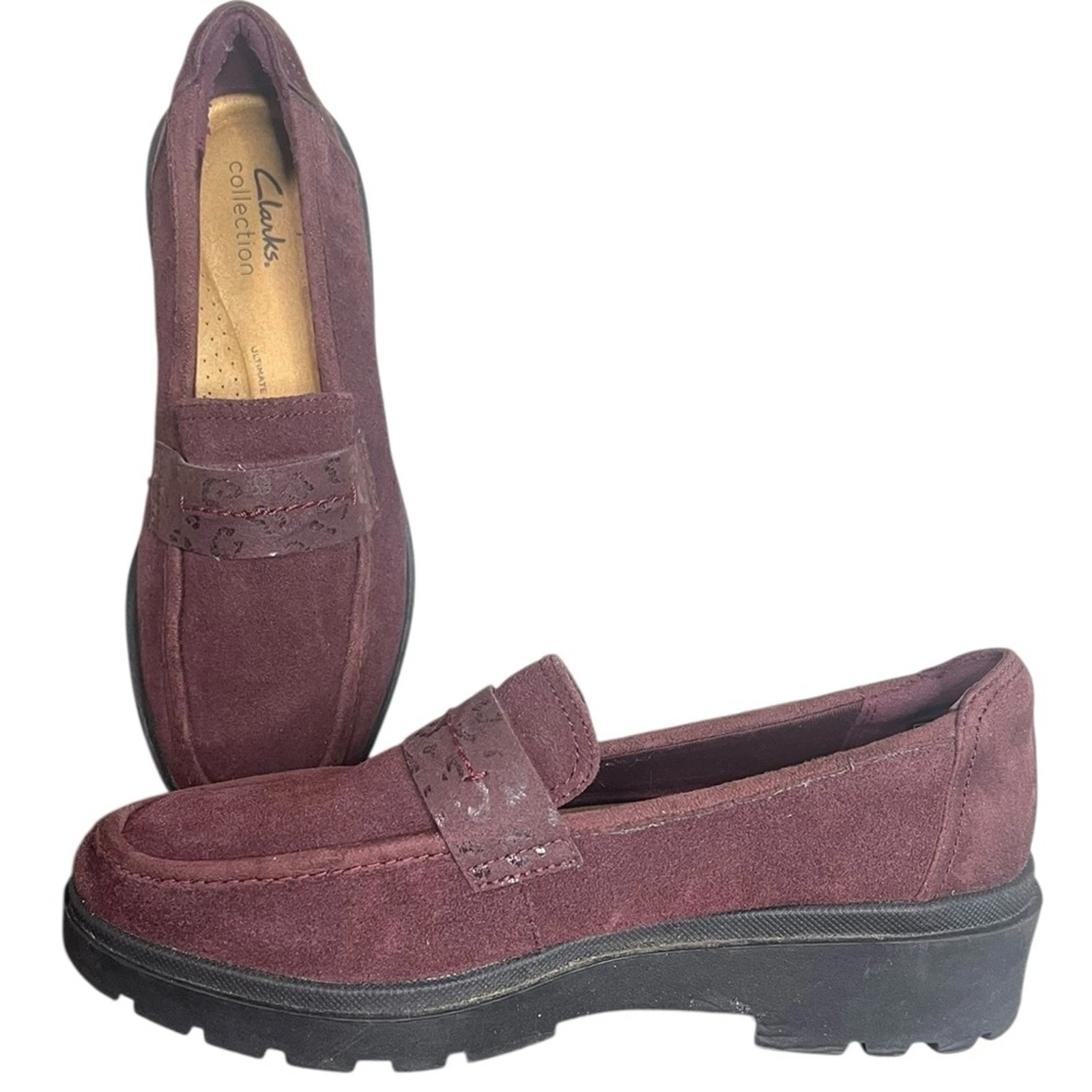 Mocassino CLARKS Calla Ease bordeaux scuro piatto donna taglia 8 5