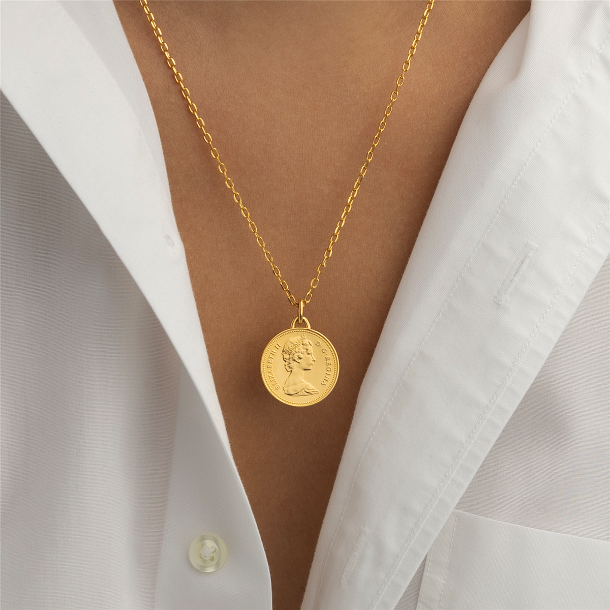 18K Gold Plated Canadian 5 Cents Coin Necklace | Medallion | Queen