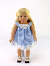18” doll clothes- Blue/White checkered dress- New!-Fits American Girl