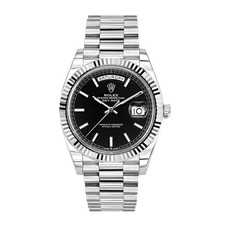 Rolex Day-Date 40 Watch 40MM Black Index Hour Markers Dial Platinum