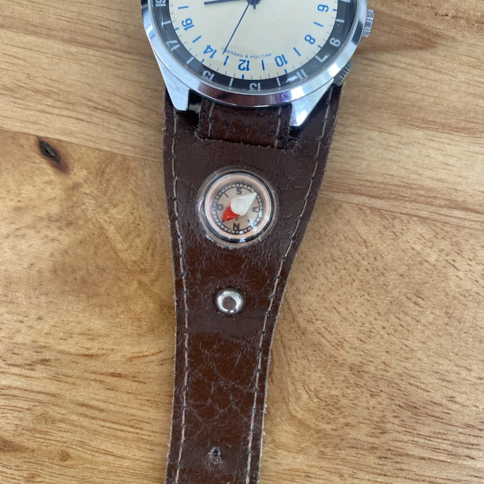 Raketa Automatikuhr 24 Stunden Anzeige Kompass Handaufzug Russland (Paketa) - Bild 3 von 4