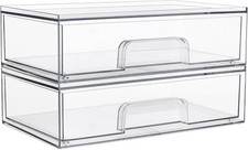 Vtopmart Clear Stackable Storage Drawers 2 Pack Plastic Organizer 2pack Wide