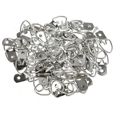 100Pcs Iron D Ring Picture Frame Hangers with Screws Photo Hanging Hooks Set