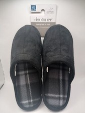 Isotoner BLACK Slip-on Men's Slippers - LG 9.5-10.5 - NEW WITH TAGS