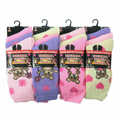 Strapazierfähige gepolsterte warme Thermo-Teddy-Design-Socken für Damen UK-Größe 4-7 Set