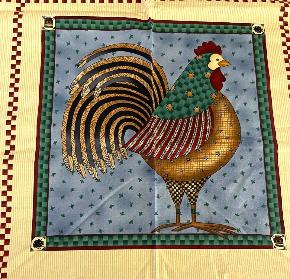 "Colcha de tela de algodón cuadrados Roosters Chickens Debbie Mumm para SSI 28"" X 42""" Foto 2 de 4