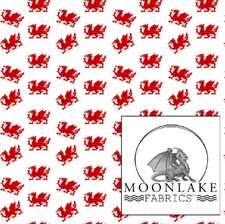 Welsh Dragon Ddraig Goch repeat 100% Quality Cotton Poplin Fabric * Exclusive * 