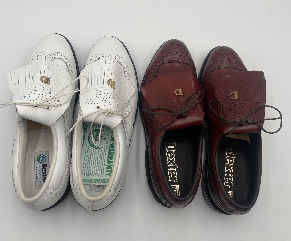 Lot of 2 Vintage Mens Golf Shoes Genuine Leather 8.5 D