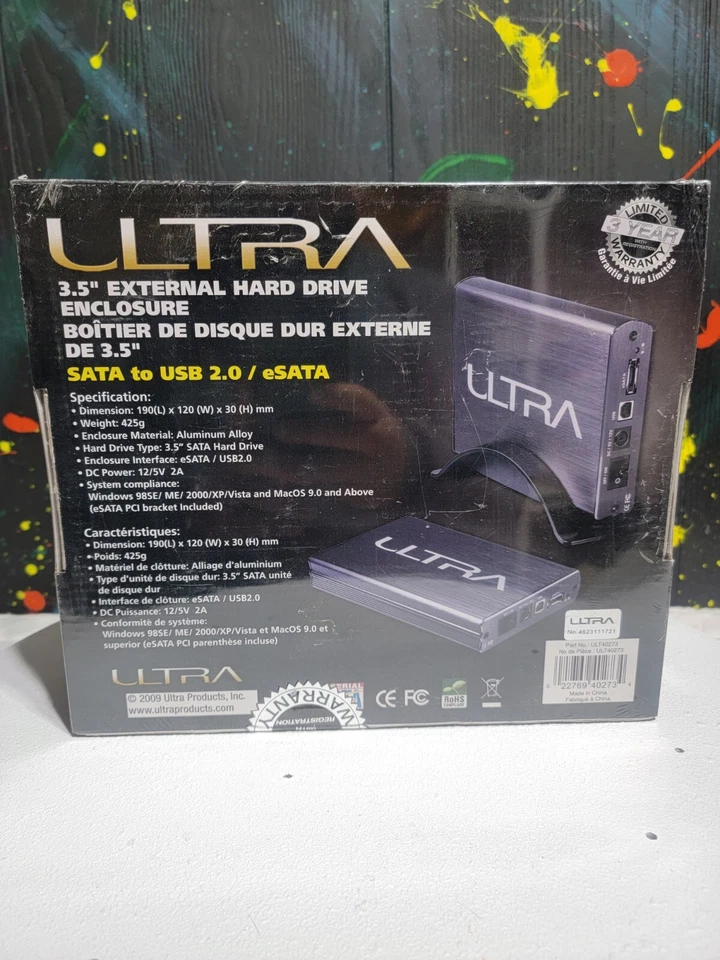 Ultra 3.5" Black USB 2.0 External Hard Drive External Enclosure Stackable New - Image 3 of 4