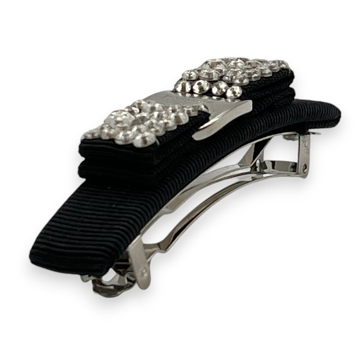 Salvatore Ferragamo Vara Bow Hair Clip Barrette Black Silver