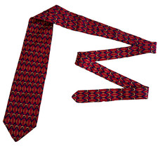 Brooks Brothers Makers Tie Men's Red Chain Ring All Silk Necktie Handmade In USA