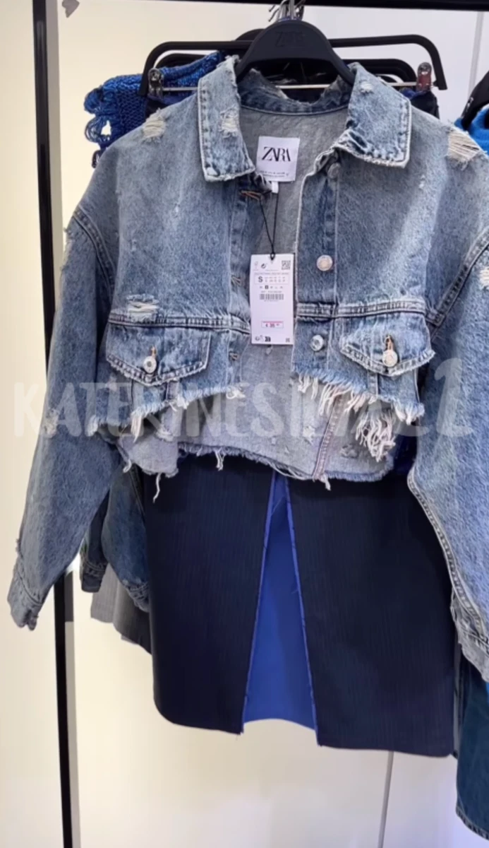 Zara cropped cheap denim jacket