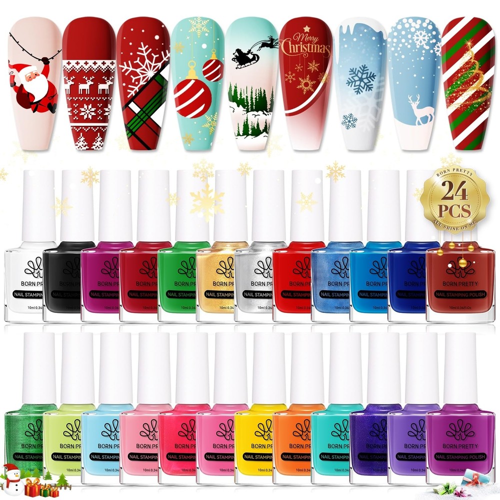 Born Pretty Nail Art Stamping Polish Halloween Nail Polish Set Manicure Print...
