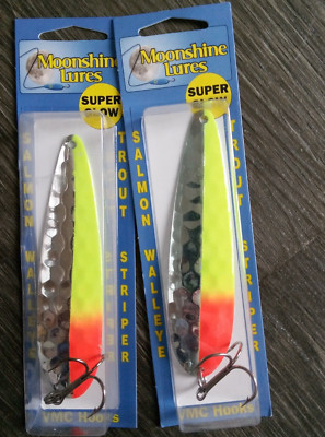 Moonshine 4 1/2'' Magnum Half Moon Silver Series Trolling Spoons Moonburst USA