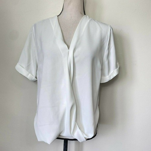 Japna White Short Sleeve Surplice Faux 