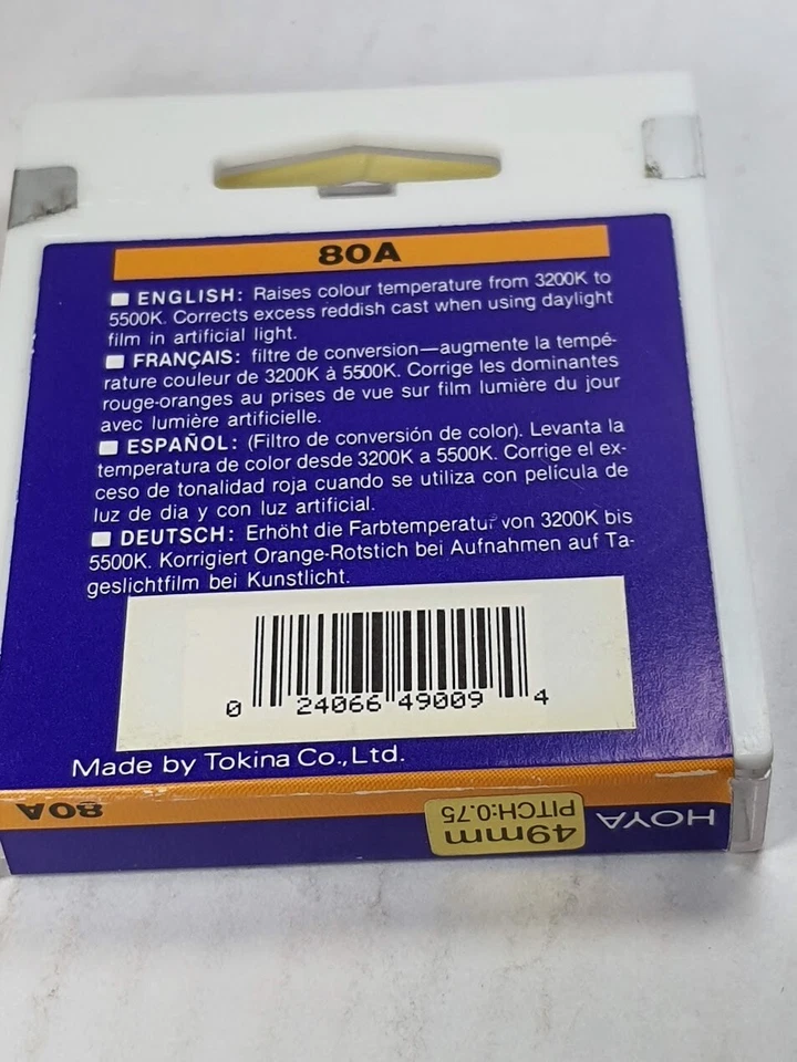 49mm Hoya 80A Blue Glass Lens filter 80 A Japan Coated 49 mm E-49 E49 - Image 4 of 4