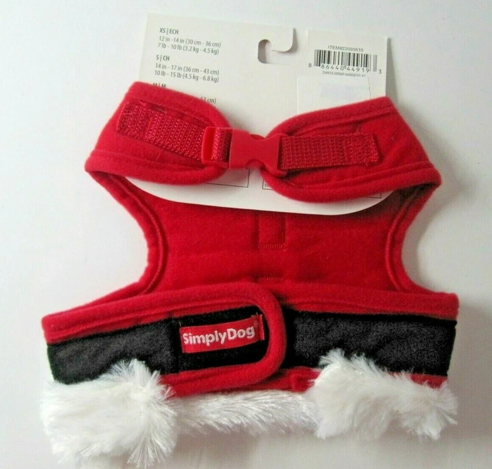 Dog Harness Holiday Red Santa White Fur Trim Christmas Size Extra Small New - Image 4 of 4