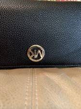 Michael Kors Fulton Sport XL Zip Clutch Wristlet Black Leather for