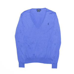 ralph lauren blue v neck jumper