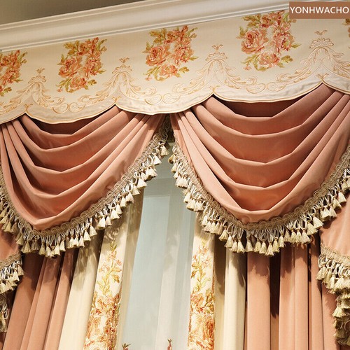 flannel thick pink embroidered velvet cloth blackout curtain valance panel C607 - Picture 2 of 12