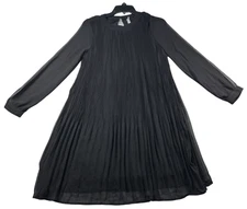 NY Collection Dress Womens size Medium Petite Black Pleated Chiffon Lined New