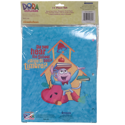 DORA Explorer 11pc Stationary Set Folders, Notebook, Memo Pad
