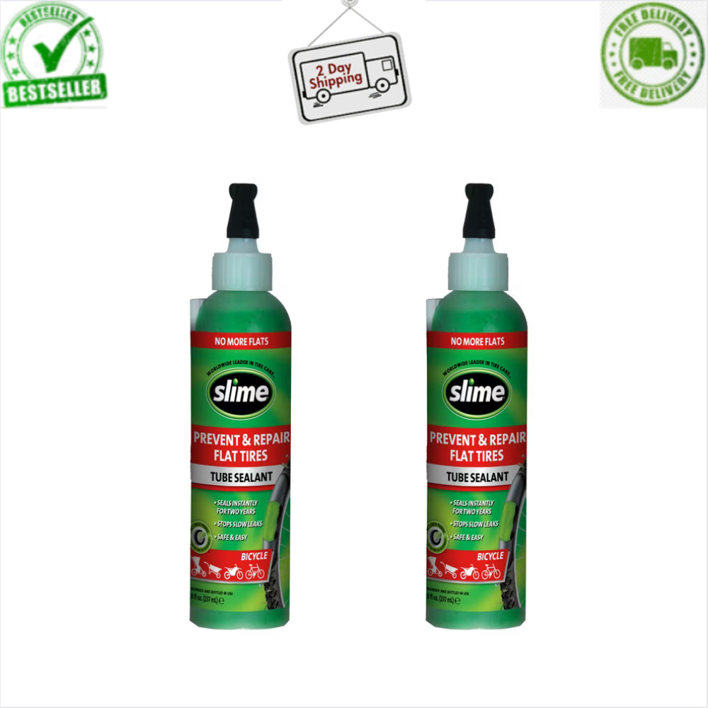 Tube Puncture Repair Sealant, Prevent & Repair, 8oz Bottle, 2pk