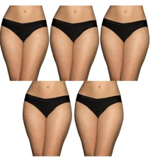5 Prs Vanity Fair Beyond Comfort Silky Stretch Bikini 18291 Black 5-6-7-8