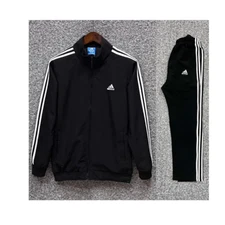 Adidas Men's Track Suit Set - Black with White Stripes - Jacket & Pants. NWT
