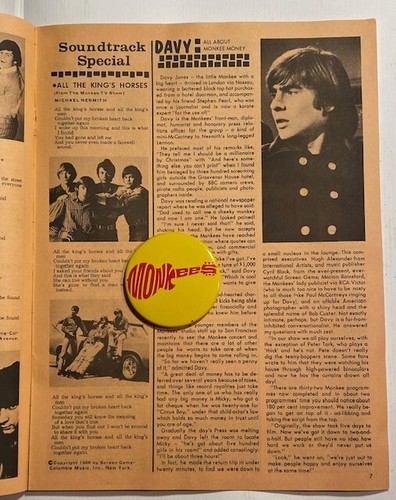MONKEES Monkee Fan Club BOOKLET Words to 24 SONGS Charlton No. 4 Fall 1967 - Picture 3 of 7