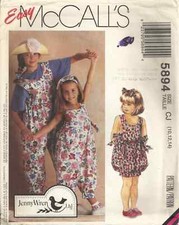 MCCALLS 5894 GIRL'S SZ 10-14 JUMPSUIT, HEADBAND, SOCK TRIM SEWING PATTERN 1992