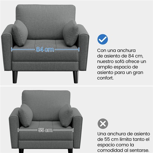 Sofá Individual Relax Sillon Tapizada de Tela para Sala de Estar y Dormitorio - Imagen 35 de 37