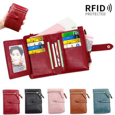 Women Leather Wallet RFID Blocking Ladies Small Compact Credit Card Holder Purse