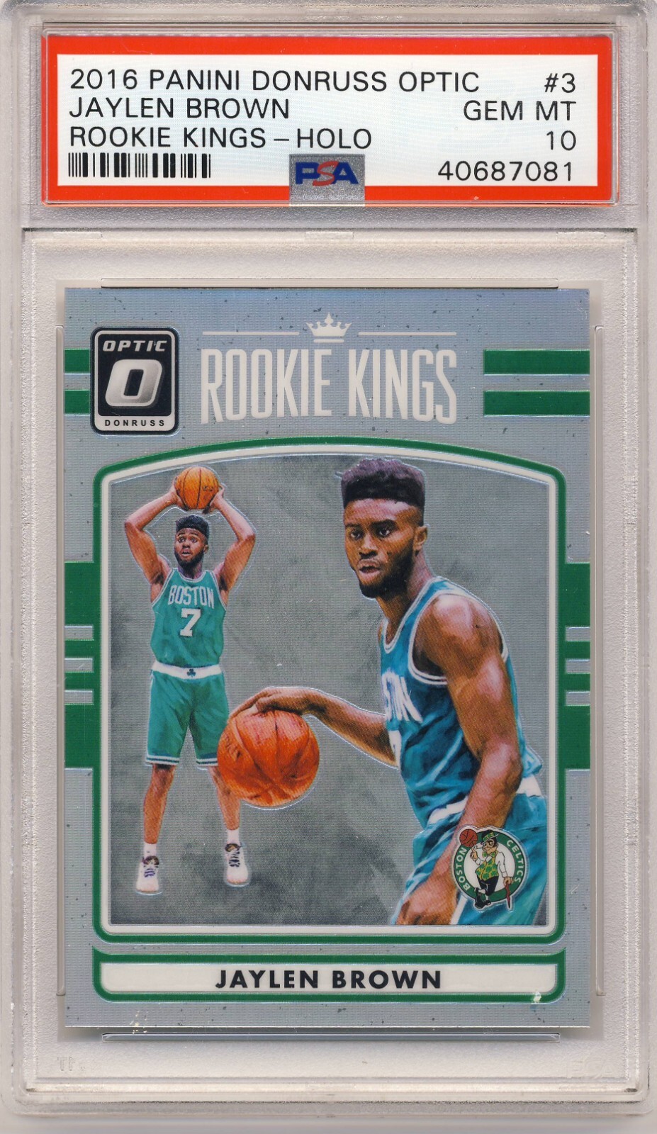 Jaylen Brown 16-17 Optic Rookie Kings holo. PSA 10. Celtics NBA CHAMPS
