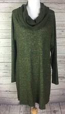 Cabi #4016 Sweater Dress Women’s M Green Solace Cowl Neck Cinch Back Thumbhole