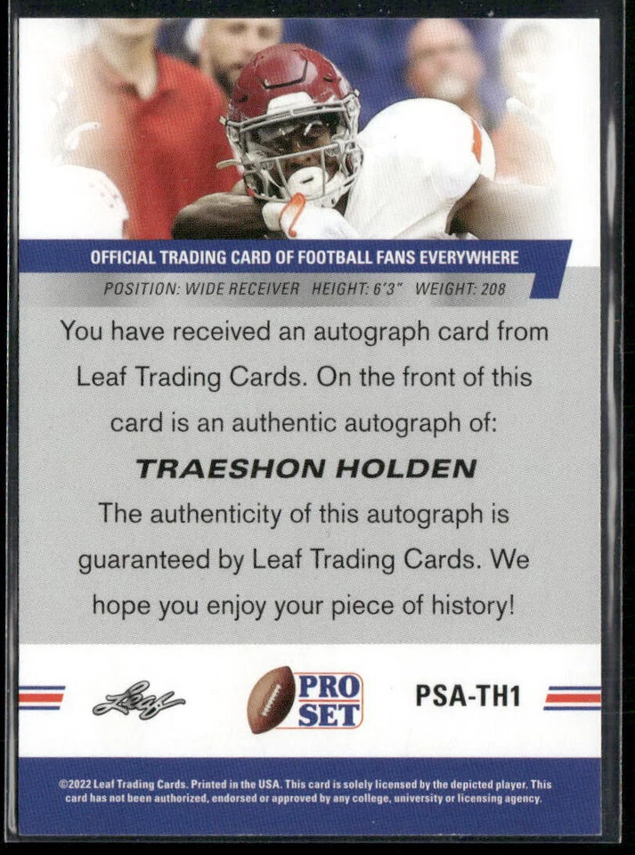 Traeshon Holden 2022 Leaf Pro Set Red Auto - Image 2 of 2