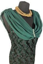Hamells Petites Vintage Womens Green Sequinned Lace Style Evening Dress UK 14 Eu