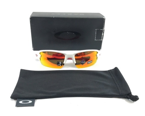 Oakley Kids Sunglasses Flak XXS OJ9008-0958 Matte White Frames Prizm Ruby Lenses - Picture 2 of 13